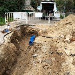 Obra de un colector de agua