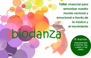 Cartelñ anunciador del taller de biodanza