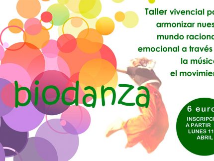 Cartelñ anunciador del taller de biodanza