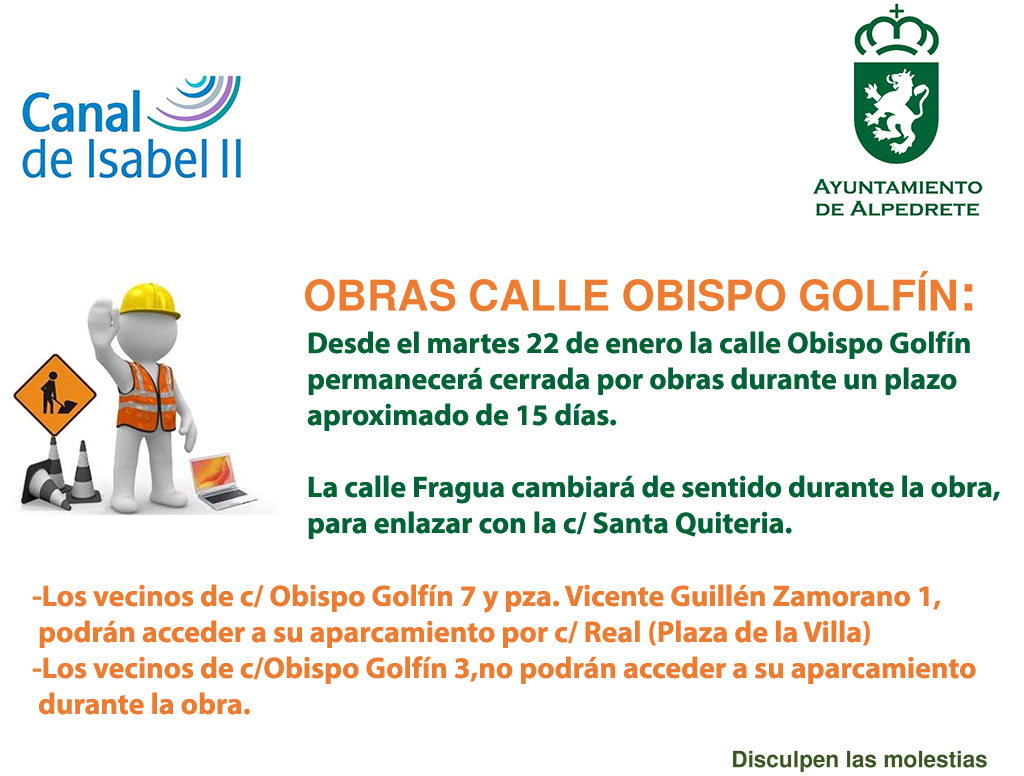 Imagen de la noticia El martes 22 de enero comienzan las obras en la calle Obispo Golfín