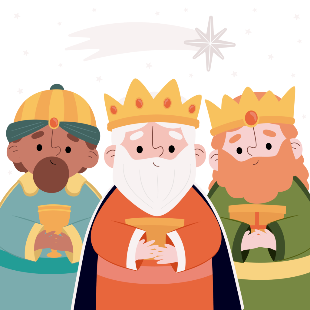 Imagen que muestra a los tres Reyes Magos de Oriente