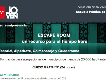 Imagen de la noticia Curso gratuíto “Escape room: un recurso para el tiempo libre”