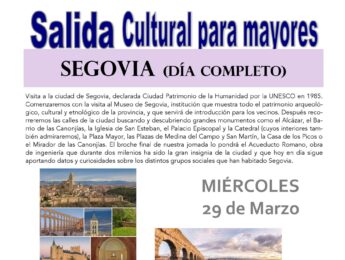 Imagen de la noticia Salida cultural para mayores: “Segovia”