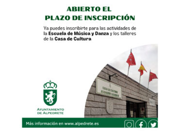 Abierto el plazo de matriculación para actividades de la Casa de la Cultura Imagen de la noticia Abierto el plazo de matriculación para actividades de la Casa de la Cultura