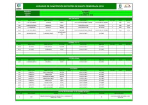 Horarios de competición de deportes de equipo - 23:24