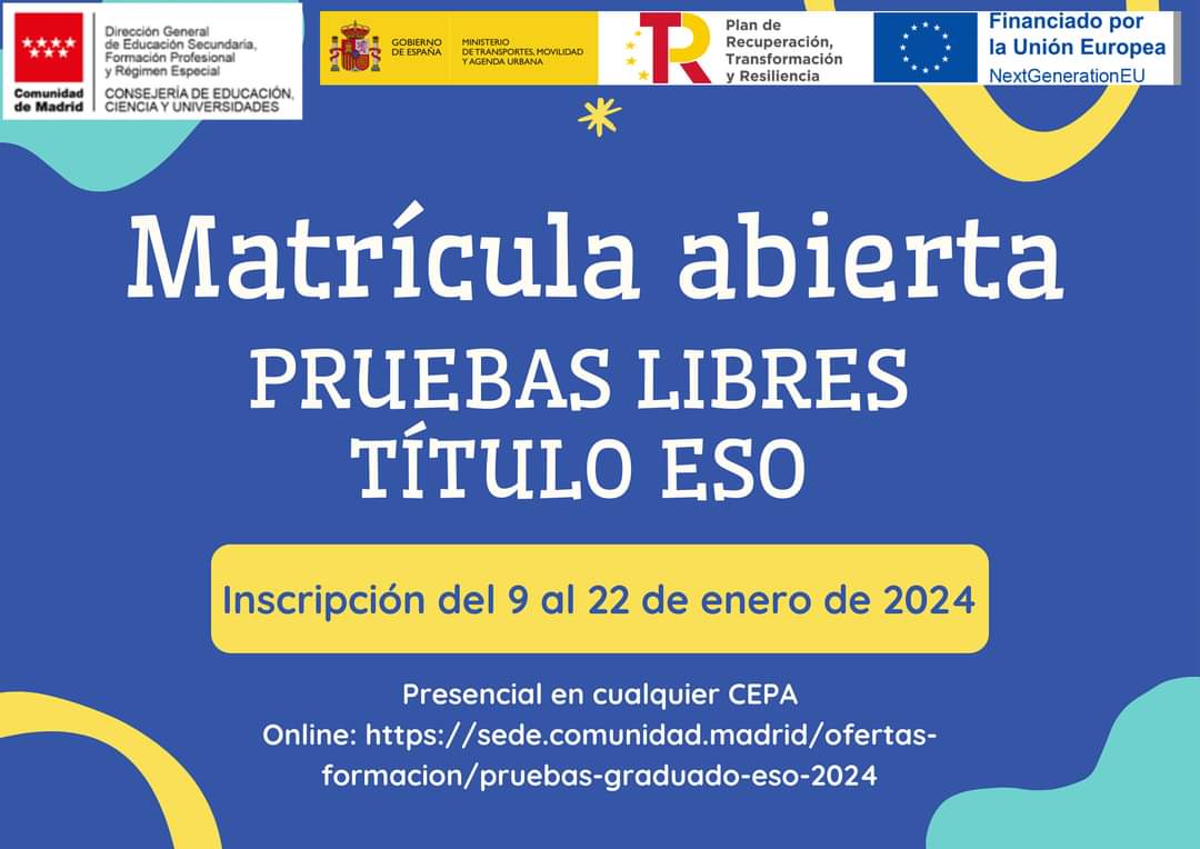 Imagen de la noticia Matricúlate para las pruebas libres para obtener el Título de la ESO.