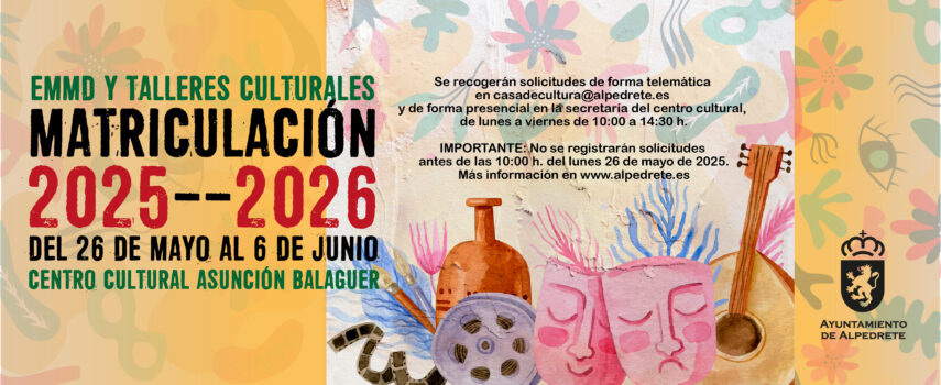 Imagen de la noticia Periodo de matriculación 2025-2026 en la EMMD y talleres culturales