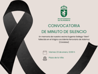 Alpedrete decreta luto oficial por el fallecimiento de su vecina Eugenia Gallego, “Geni”, en el trágico accidente ferroviario de Adamuz Imagen de la noticia Alpedrete decreta luto oficial por el fallecimiento de su vecina Eugenia Gallego, “Geni”, en el trágico accidente ferroviario de Adamuz