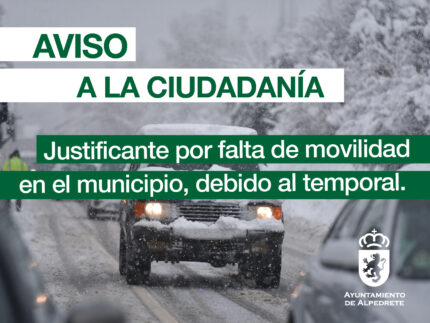 Imagen de la noticia Justificante por falta de movilidad en el municipio, debido al temporal