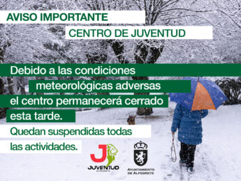 El Centro de Juventud permanecerá cerrado la tarde de hoy, 28 de enero Imagen de la noticia El Centro de Juventud permanecerá cerrado la tarde de hoy, 28 de enero