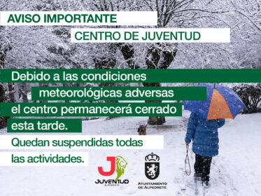 Imagen de la noticia El Centro de Juventud permanecerá cerrado la tarde de hoy, 28 de enero