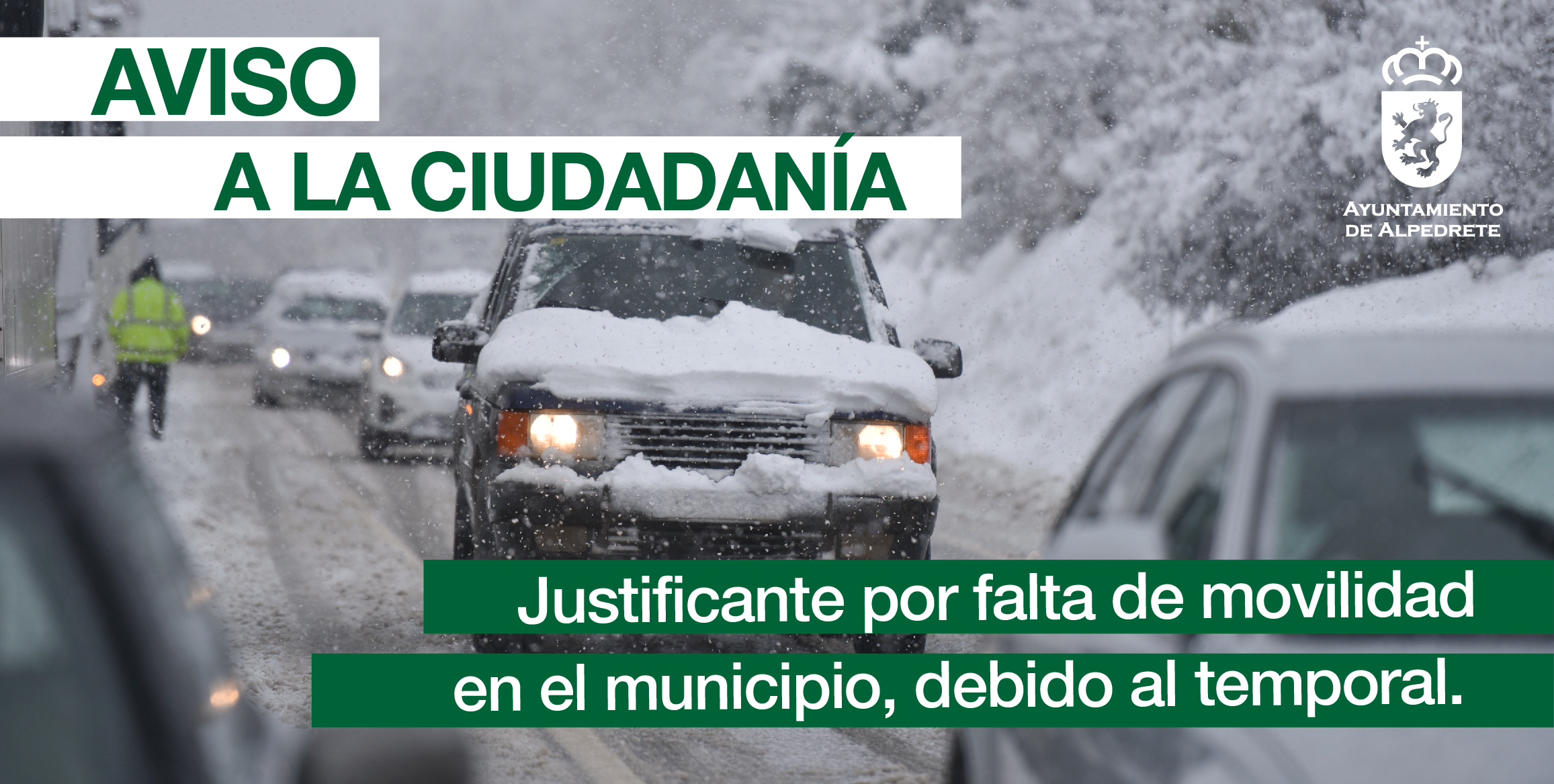 Justificante por falta de movilidad en el municipio, debido al temporal Imagen de la noticia Justificante por falta de movilidad en el municipio, debido al temporal
