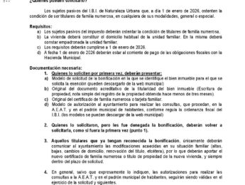 Bonificación del IBI para familias numerosas Imagen de la noticia Bonificación del IBI para familias numerosas
