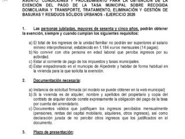 Imagen de la noticia Exención de la tasa de basuras para mayores de 65 años