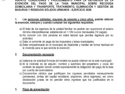 Imagen de la noticia Exención de la tasa de basuras para mayores de 65 años