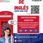 Cartel información de escuela de idiomas ingles (png) Imagen de la noticia Pruebas de nivel de inglés para el curso 2026/27 en el Centro de Juventud